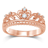 14K Rose Gold 1/20 Ct.Tw.Diamond Crown Stackable Band