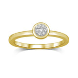 14K Yellow Gold 1/10 Ctw Diamond Round Flower Ring