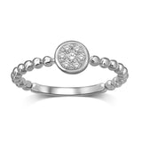 14K White Gold 1/10 Ctw Diamond Round Flower Ring
