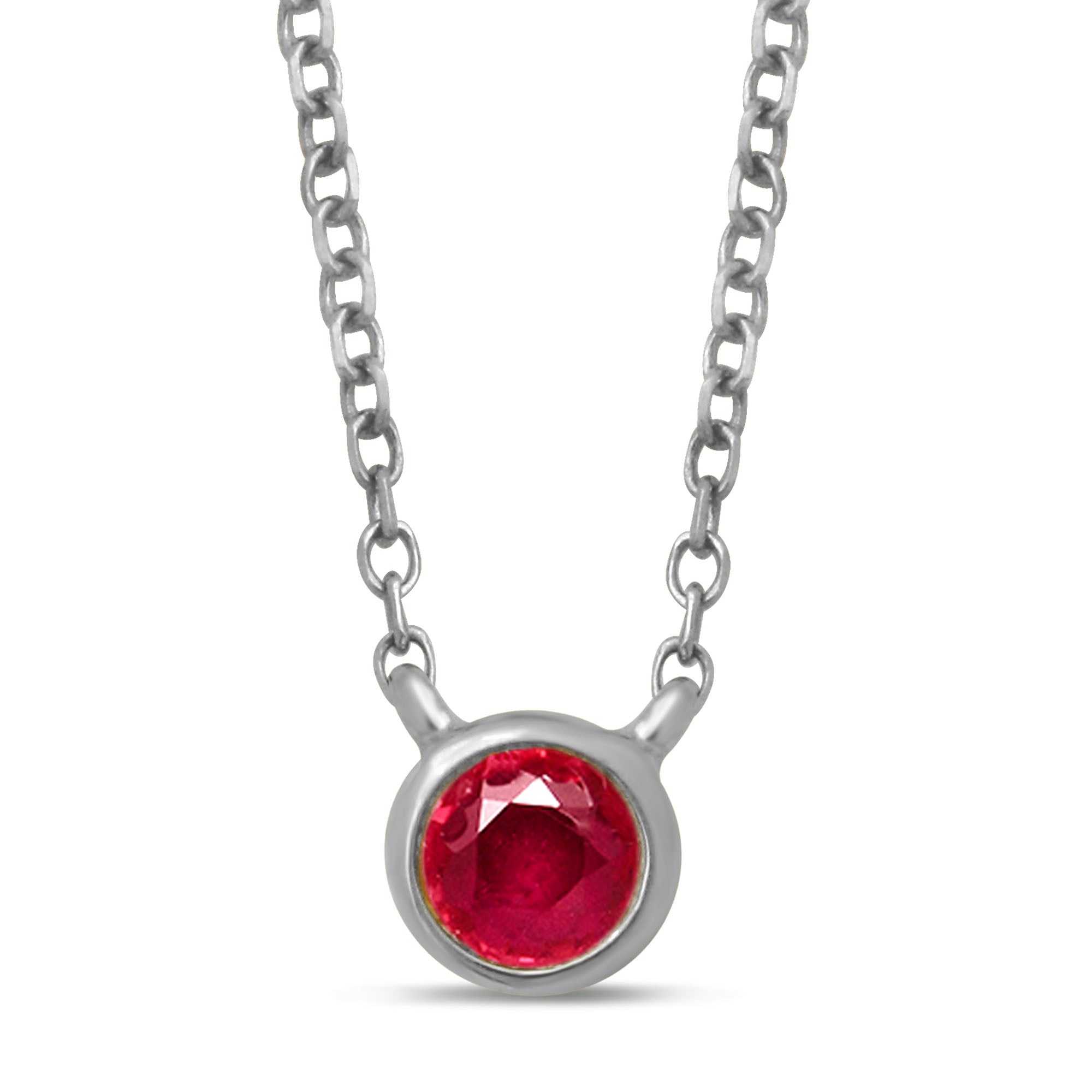 10K White Gold 1/10 Ctw Round Ruby Necklace