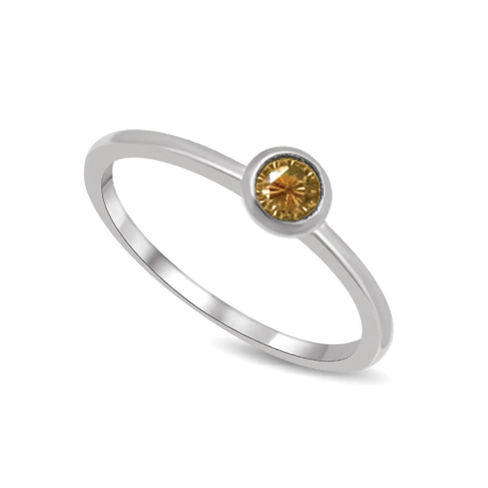 10K White Gold 1/10 Ctw Yellow Sapphire Stack Ring