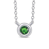 10K White Gold 1/10 Ctw Round Emerald Necklace