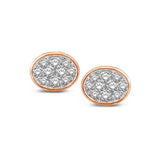 14K Rose Gold 1/5 Ctw Diamond Oval Shape Flower Stud Earrings