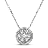 14K White Gold 1/6 Ctw Diamond Round Shape Flower Pendant