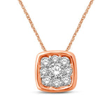 14K Rose Gold 1/6 Ctw Diamond Square Flower Pendant