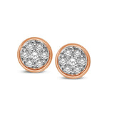 14K Rose Gold 1/5 Ctw Diamond Round Flower Earrings