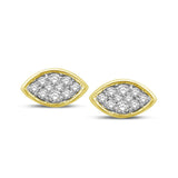 14K Yellow Gold 1/5 Ctw Diamond  Marquise Shape Flower Earrings