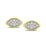 14K Yellow Gold 1/5 Ctw Diamond  Marquise Shape Flower Earrings