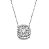 14K White Gold 1/6 Ctw Diamond Square Flower Pendant