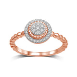 10K Rose Gold 1/5 Ctw Diamond Round Flower Ring