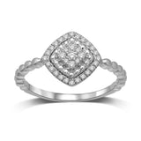 10K White Gold 1/5 Ctw Diamond Square Flower Ring