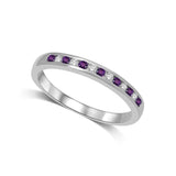 14K White Gold 1/6 Ctw Amethyst & Diamond Machine Band