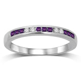 14K White Gold 1/5 Ctw Amethyst & Diamond Machine Band