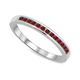 14K White Gold 1/5 Ctw Garnet Machine Band