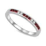 14K White Gold 1/5 Ctw Garnet & Diamond Machine Band