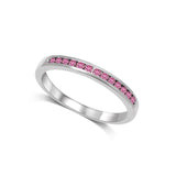 14K White Gold 1/5 Ctw Pink Sapphire Machine Band