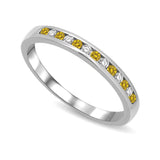 14K White Gold 1/5 Ctw Yellow Sapphire & Diamond Machine Band