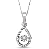 Sterling Silver Moving Diamond Accent Pear Shape Pendant