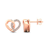 10K Rose Gold 1/10 Ctw Diamond Heart Earrings
