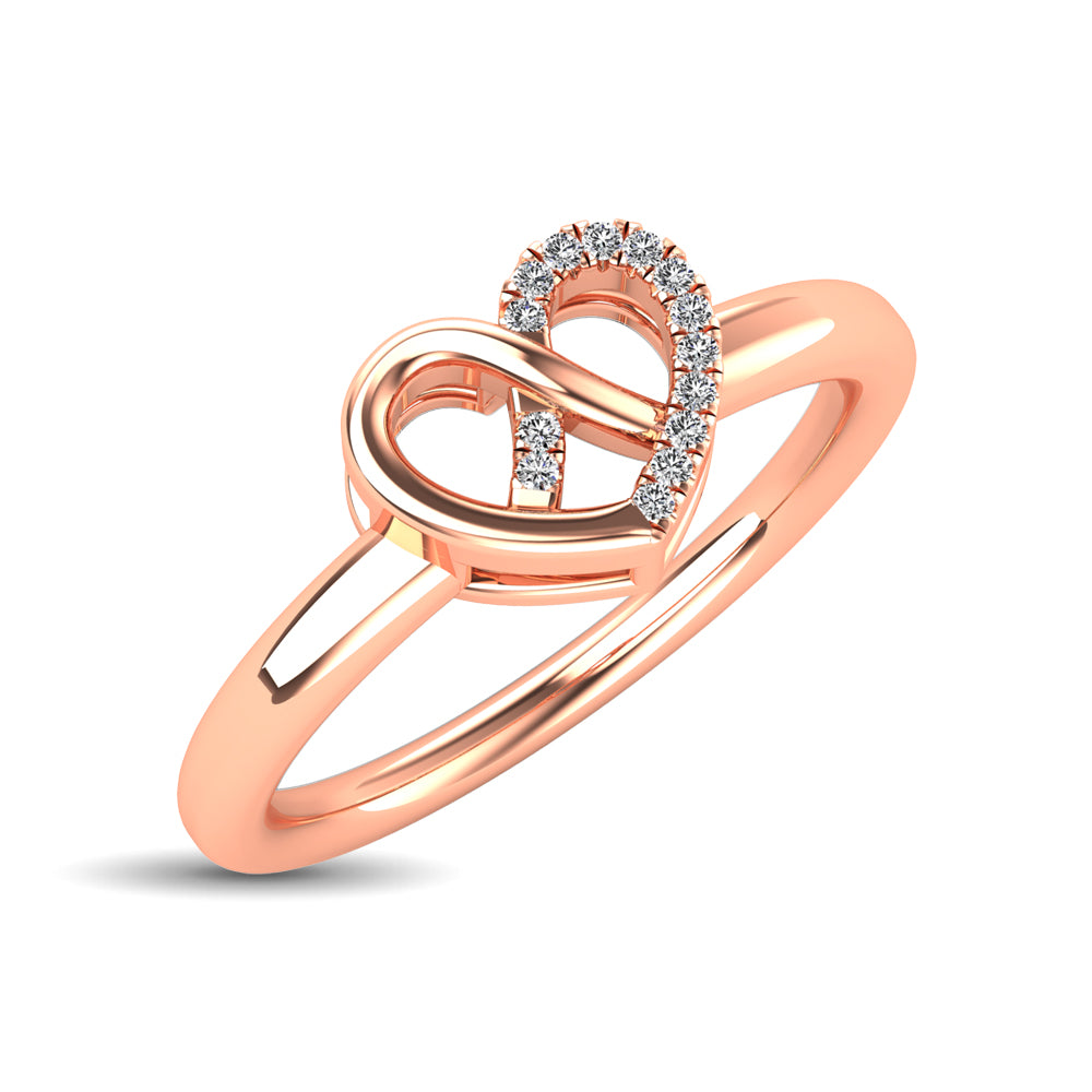 14K Rose Gold Diamond Accent Heart Ring