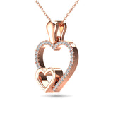10K Rose Gold 1/20 Ctw Diamond Double Heart Pendant