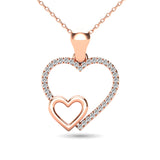 10K Rose Gold 1/20 Ctw Diamond Double Heart Pendant