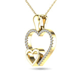 10K Yellow Gold 1/20 Ctw Diamond Double Heart Pendant