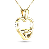 10K Yellow Gold 1/20 Ctw Diamond Double Heart Pendant