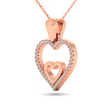 10K Rose Gold 1/10 Ctw Diamond Double Heart Pendant