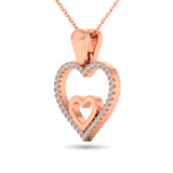 10K Rose Gold 1/10 Ctw Diamond Double Heart Pendant