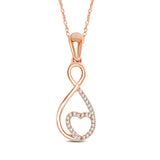 10K Rose Gold 1/20 Ctw Diamond Infinity with Heart Pendant