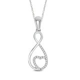 10K White Gold 1/20 Ctw Diamond Infinity with Heart Pendant