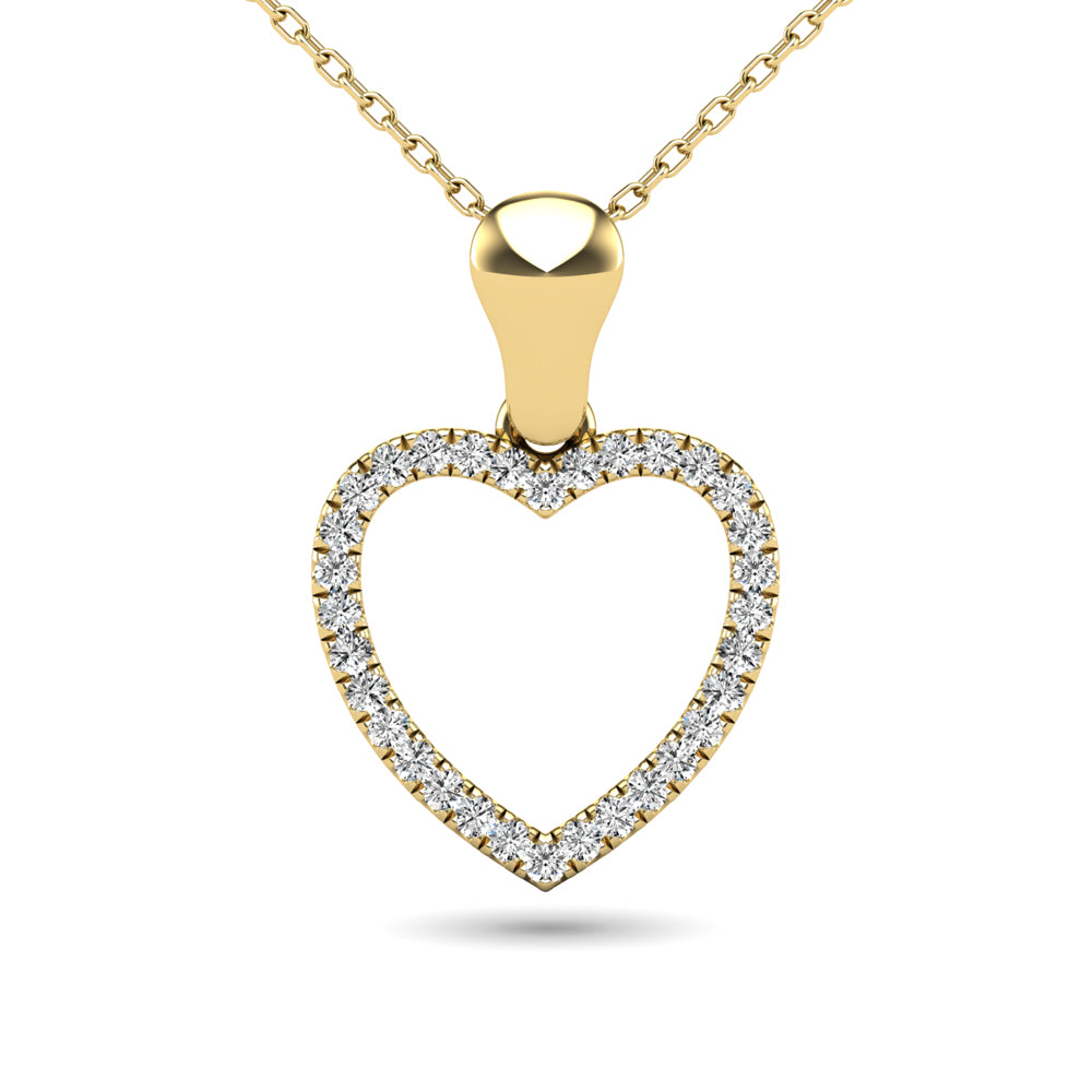 10K Yellow Gold 1/10 Ctw Diamond Heart Pendant