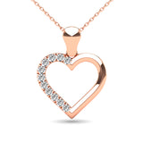 10K Rose Gold 1/10 Ctw Diamond Heart Pendant