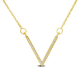10K Yellow Gold 1/10 Ctw Diamond V Necklace