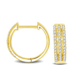 10K Yellow Gold 1/4 Ctw Diamond Hoop Earrings