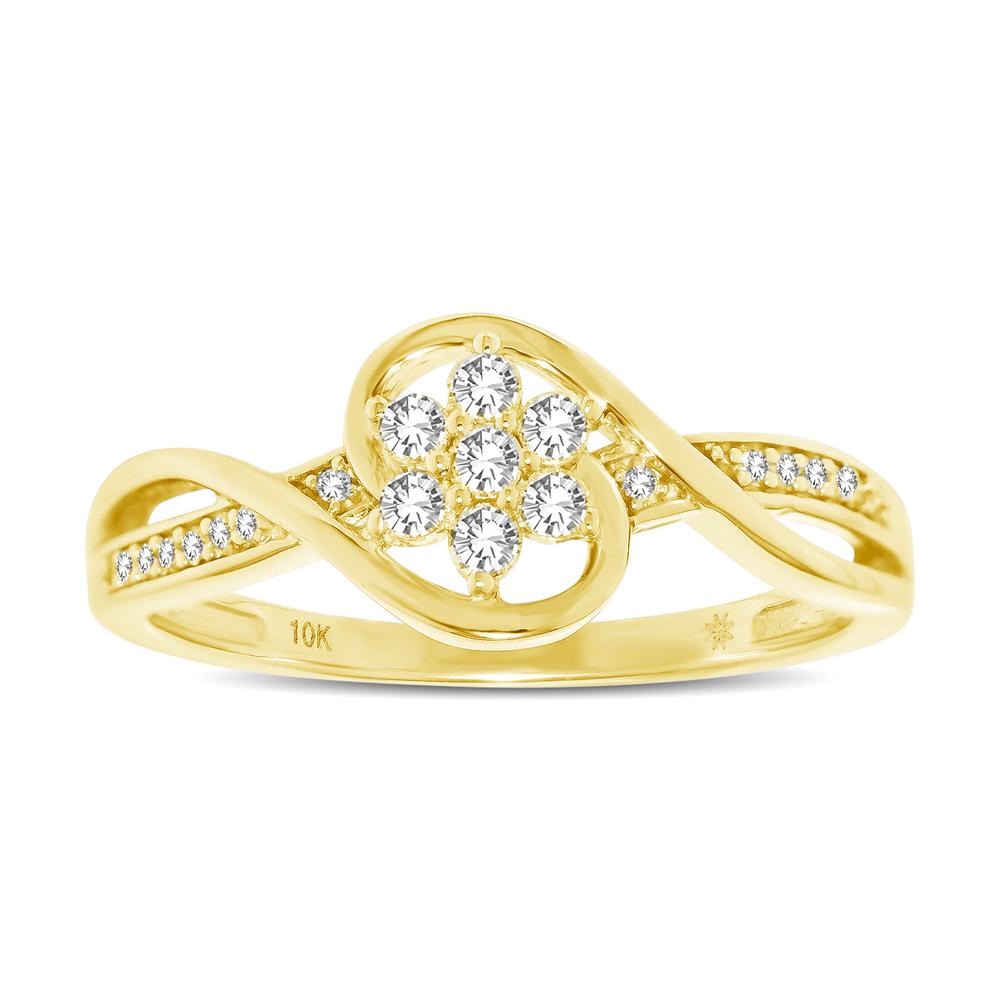 10K Yellow Gold 1/5 Ctw Diamond Flower Ring