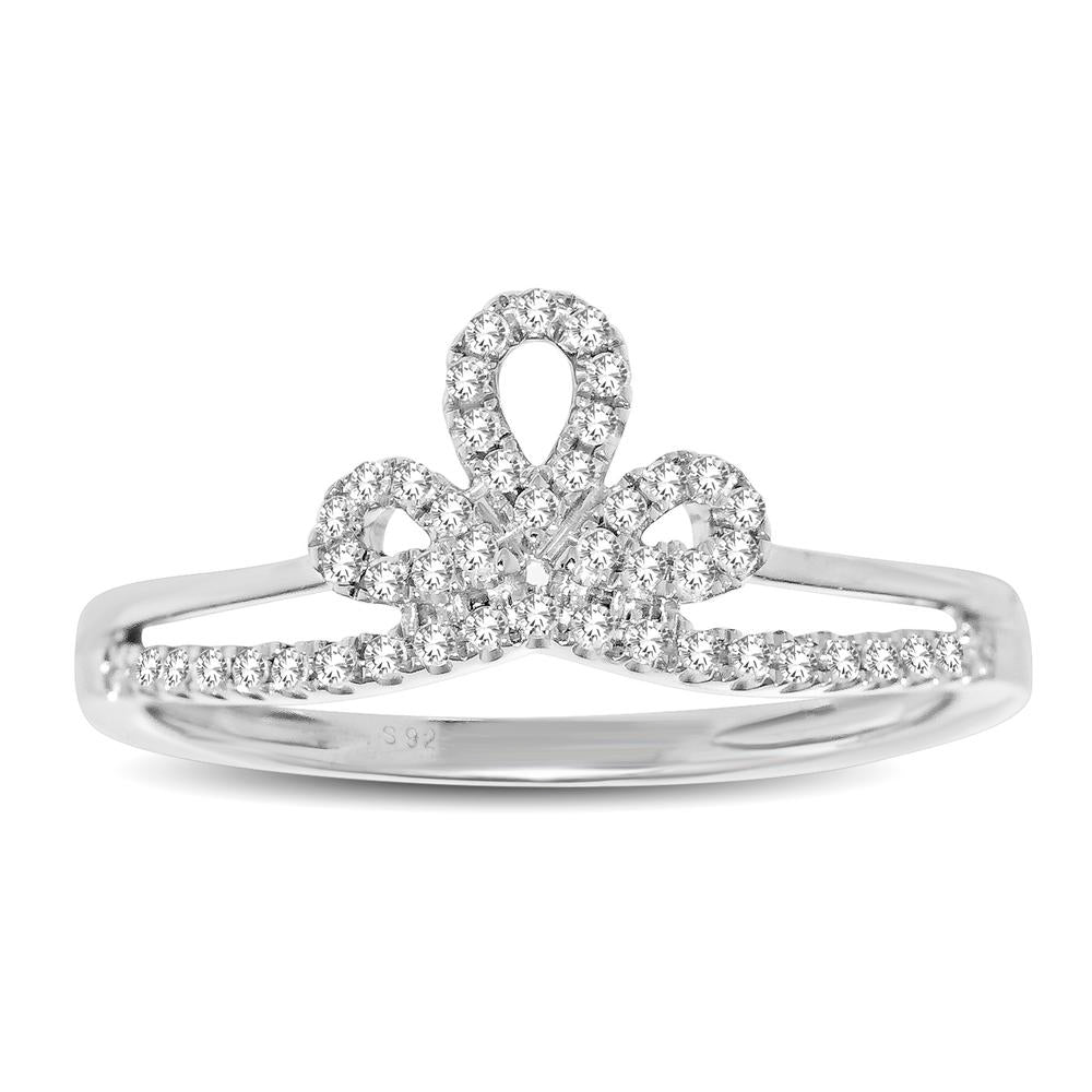 10K White Gold 1/5 Ctw Diamond Crown Ring