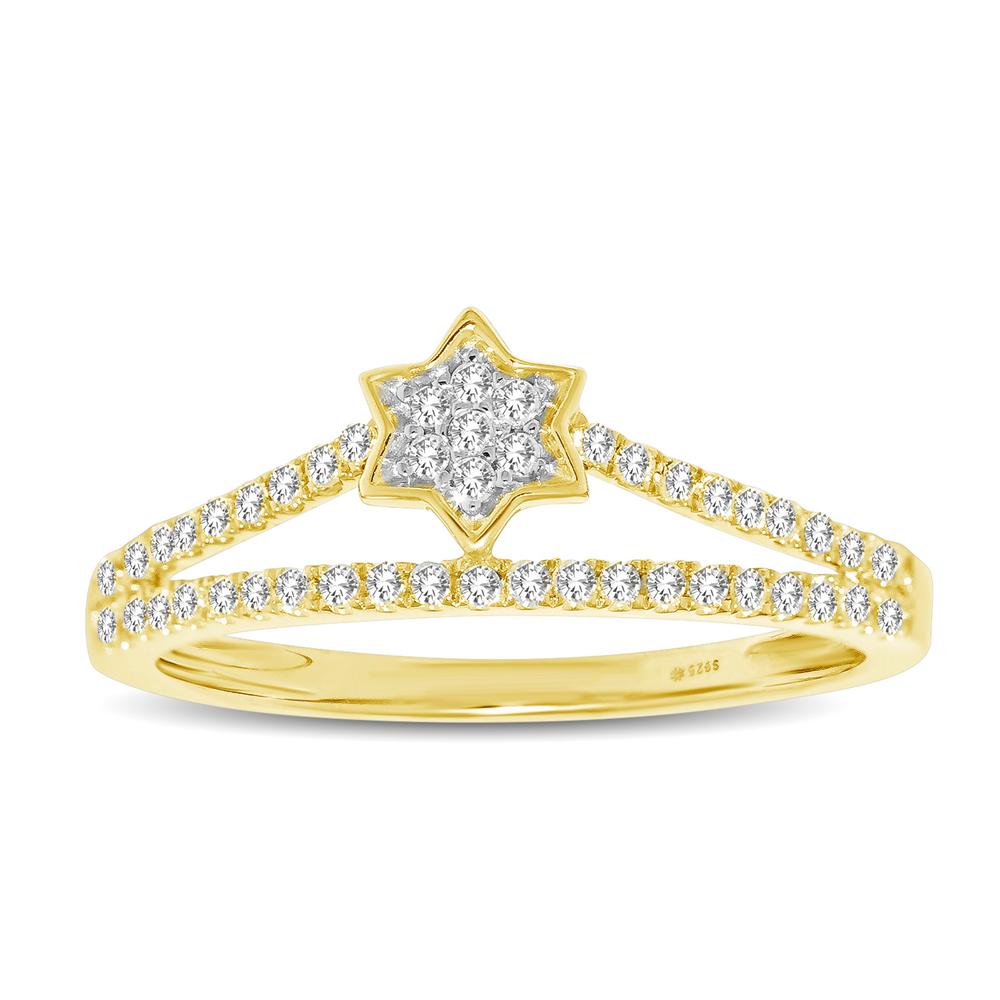10K Yellow Gold 1/4 Ctw Diamond Star Ring