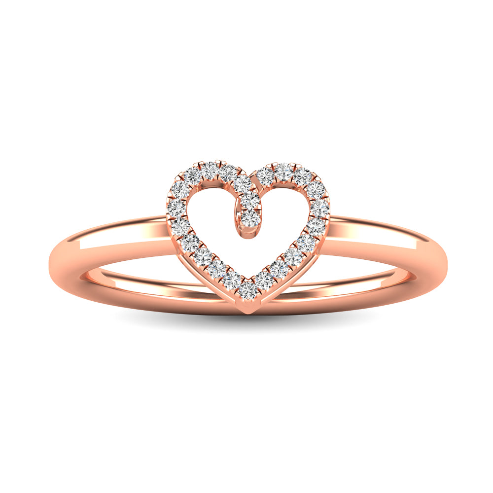 10K Rose Gold 1/20 Ctw Diamond Heart Ring
