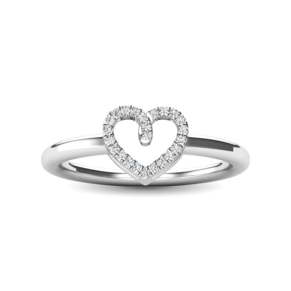 10K White Gold 1/20 Ctw Diamond Heart Ring