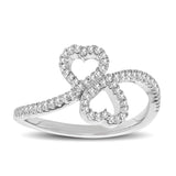 10K White Gold 1/5 Ctw Diamond Double Heart Ring