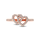 10K Rose Gold 1/5 Ctw Diamond Double Heart Ring