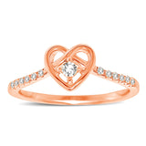 10K Rose Gold 1/5 Ctw Diamond Heart Ring
