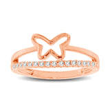 10K Rose Gold 1/5 Ctw Diamond Butterfly Ring
