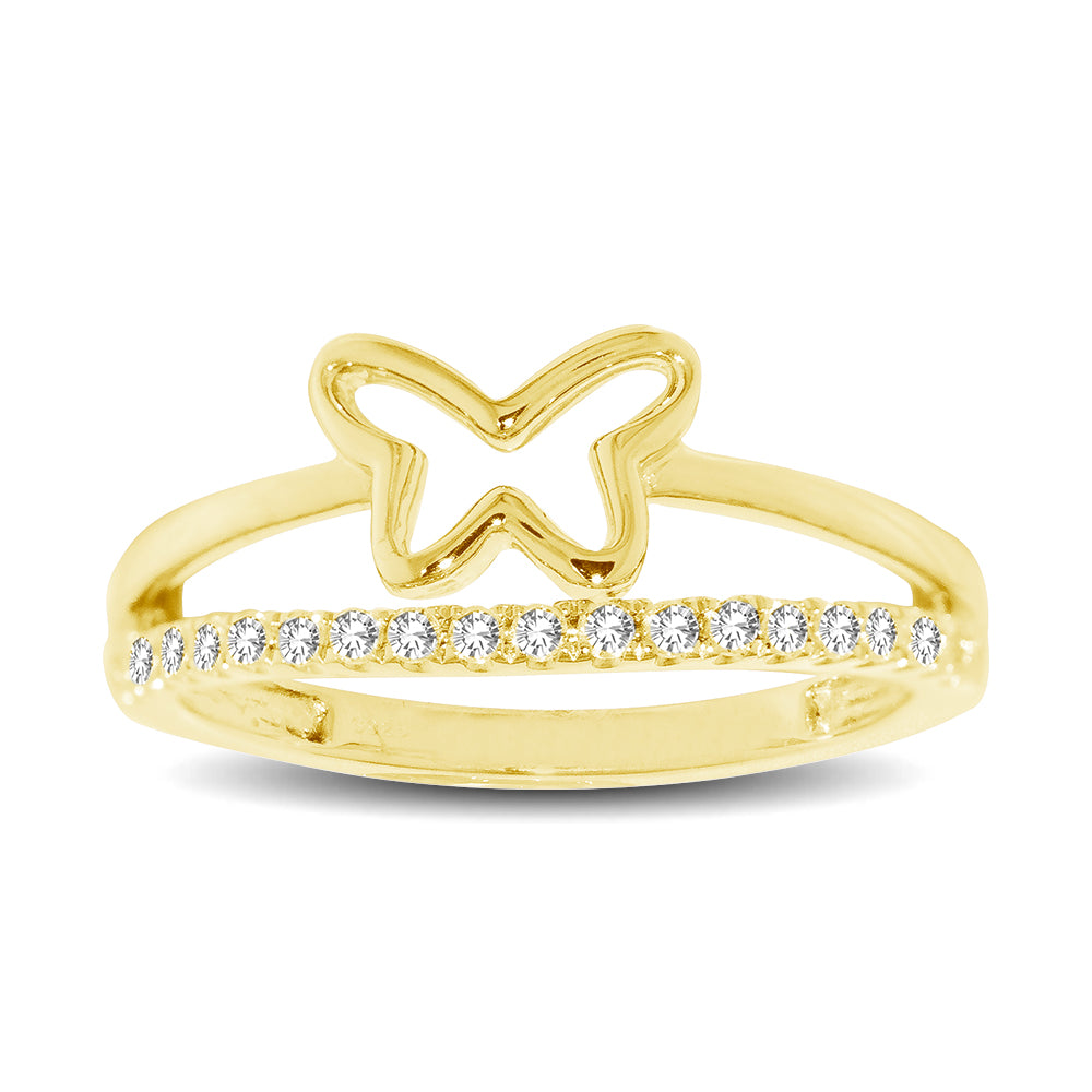 10K Yellow Gold 1/5 Ctw Diamond Butterfly Ring