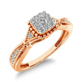 10K Rose Gold 1/5 Ct.Tw.  Diamond Square Cluster Engagement Ring