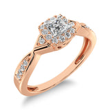 10K Rose Gold Princess Cut Diamond 1/5 Ct.Tw. Engagement Ring