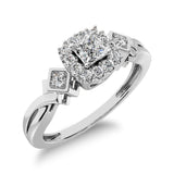 10K White Gold Princess Cut Diamond 1/5 Ct.Tw. Engagement Ring