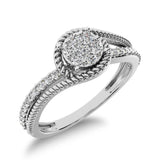 10K White Gold 1/5 Ct.Tw. Diamond Rope Texture Engagement Ring